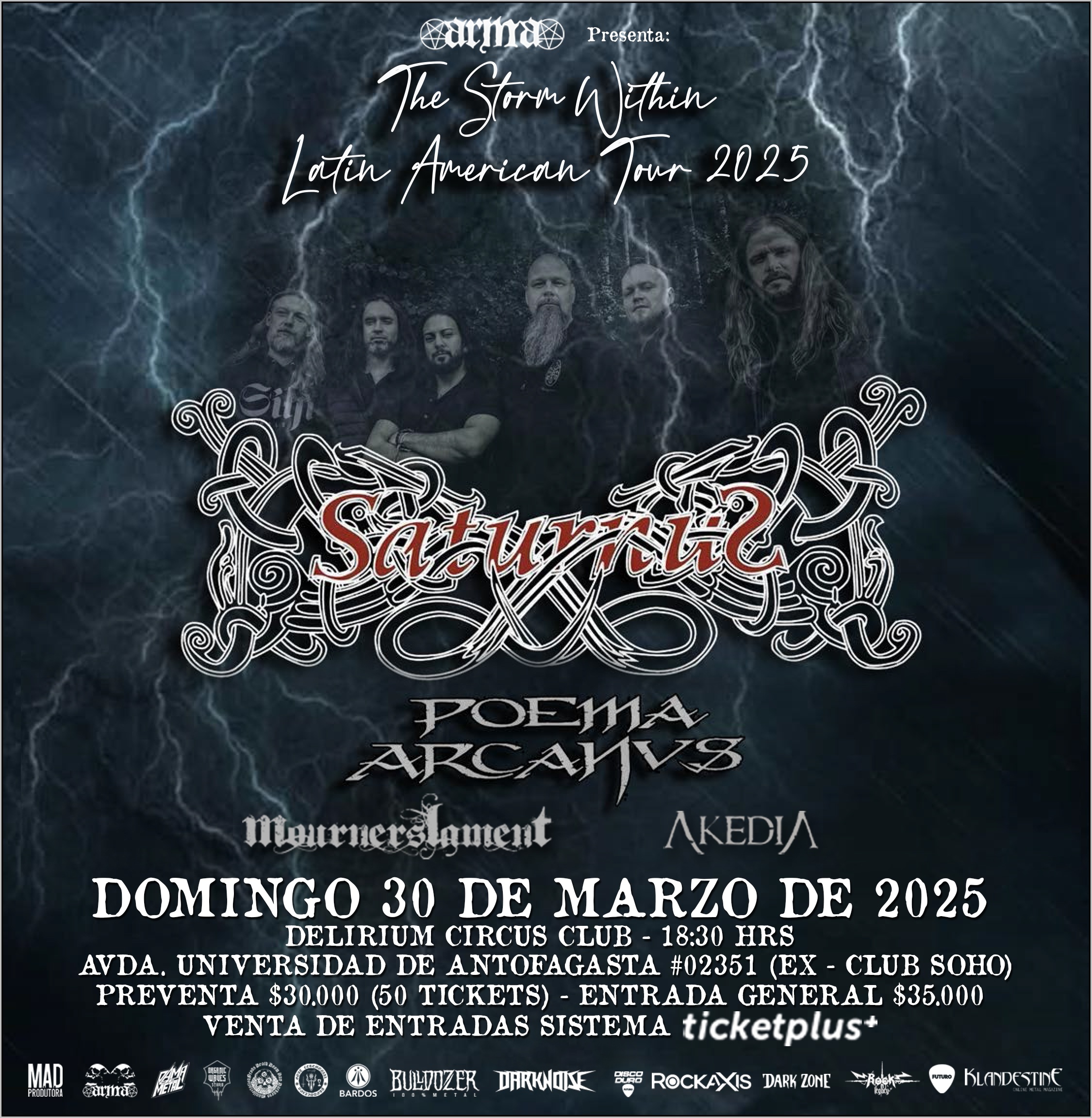 Saturnus confirma su debut en Chile con tres presentaciones